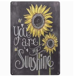 NEW YOU ARE MY SUNSHINE SUNFLOWERS & BEES METAL TIN SIGN 8" X 12" FARMHOUSE WALL